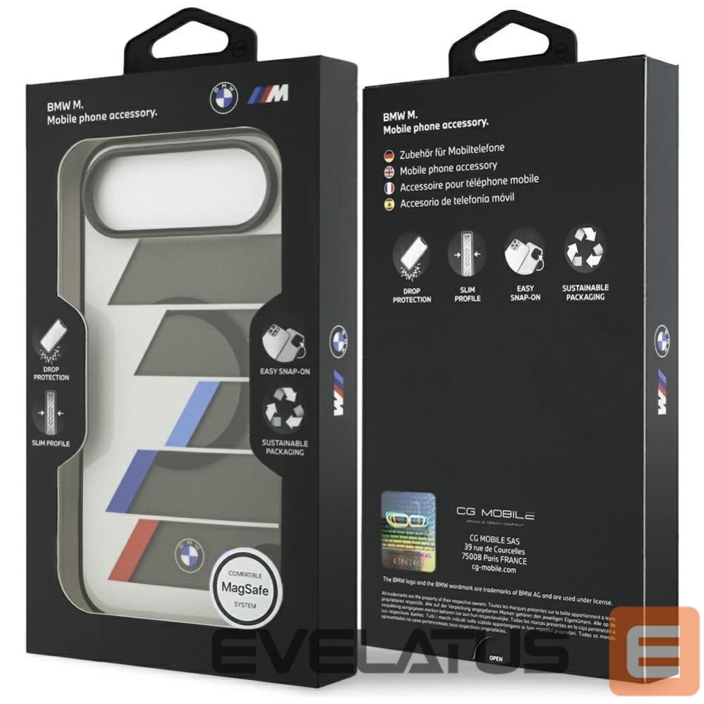 Kitos prekės BMW BMW M IML Metal Buttons Tricolor Lines MagSafe Case for iPhone Air - Gray