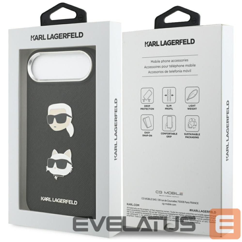 Kitos prekės Karl Lagerfeld Karl Lagerfeld FW Grained Karl & Choupette Heads Pins & Logo iPhone Air Case - Black