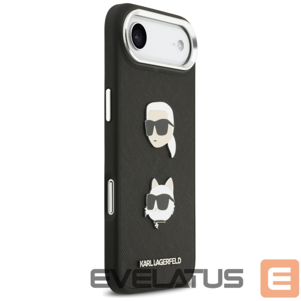 Kitos prekės Karl Lagerfeld Karl Lagerfeld FW Grained Karl & Choupette Heads Pins & Logo iPhone Air Case - Black