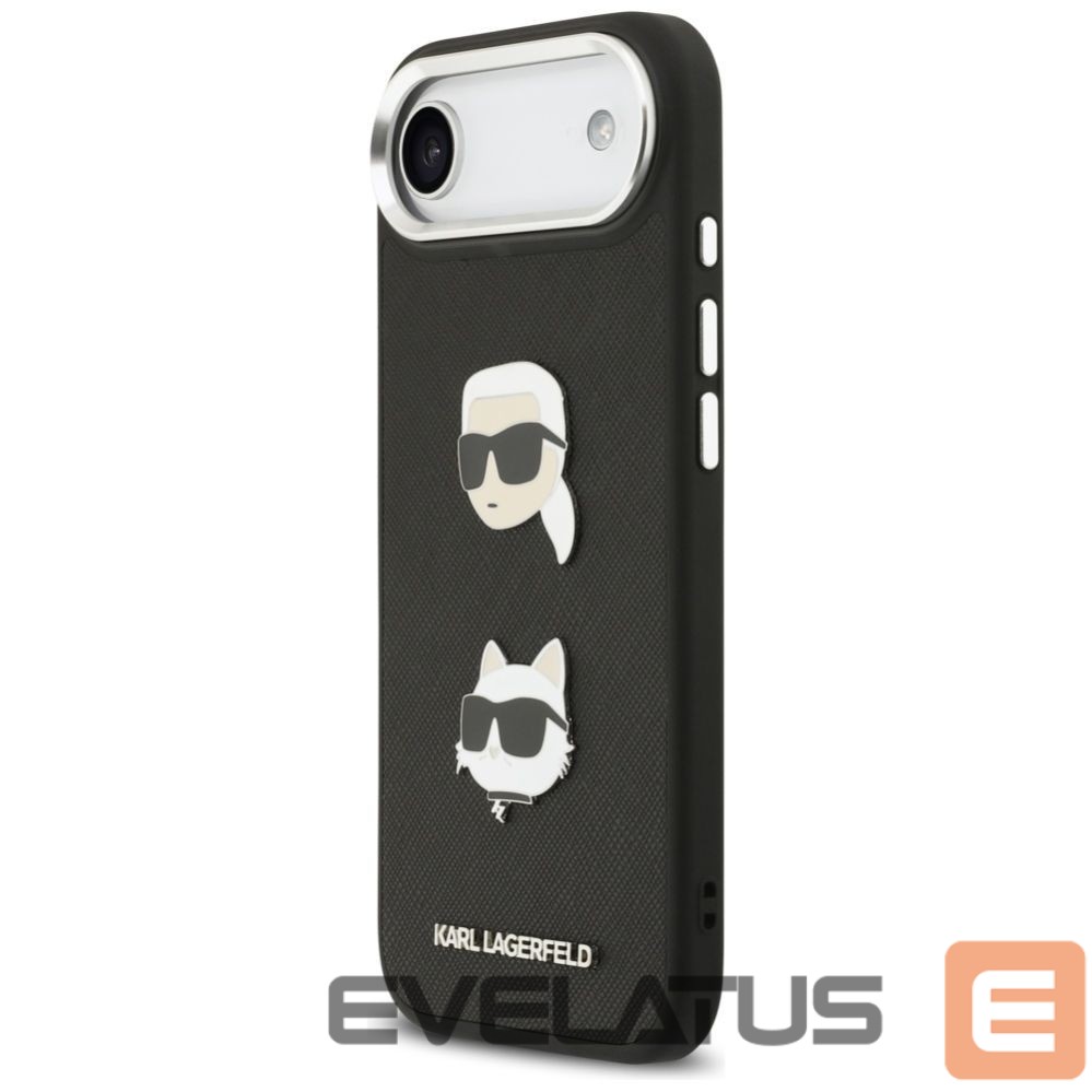 Kitos prekės Karl Lagerfeld Karl Lagerfeld FW Grained Karl & Choupette Heads Pins & Logo iPhone Air Case - Black