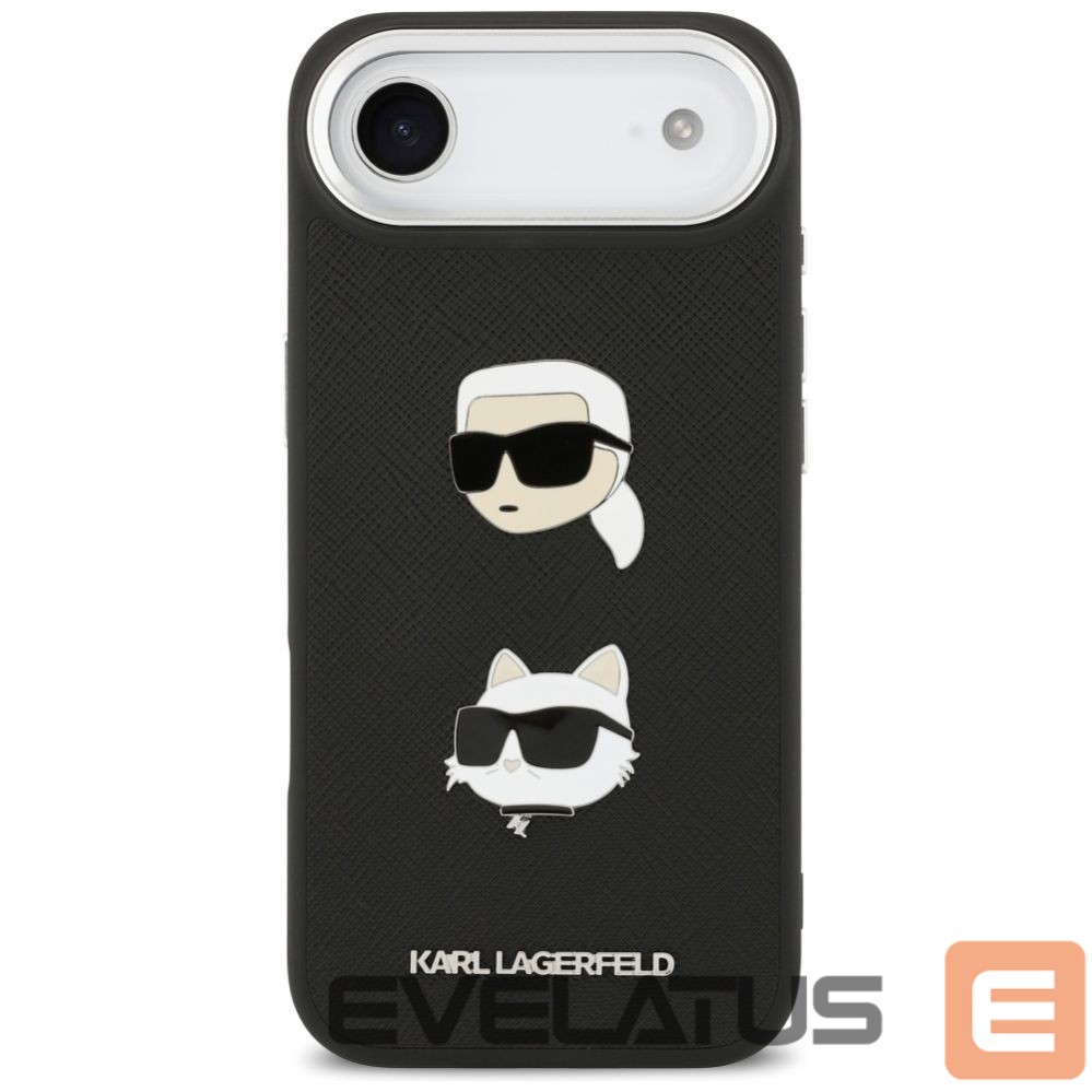 Kitos prekės Karl Lagerfeld Karl Lagerfeld FW Grained Karl & Choupette Heads Pins & Logo iPhone Air Case - Black