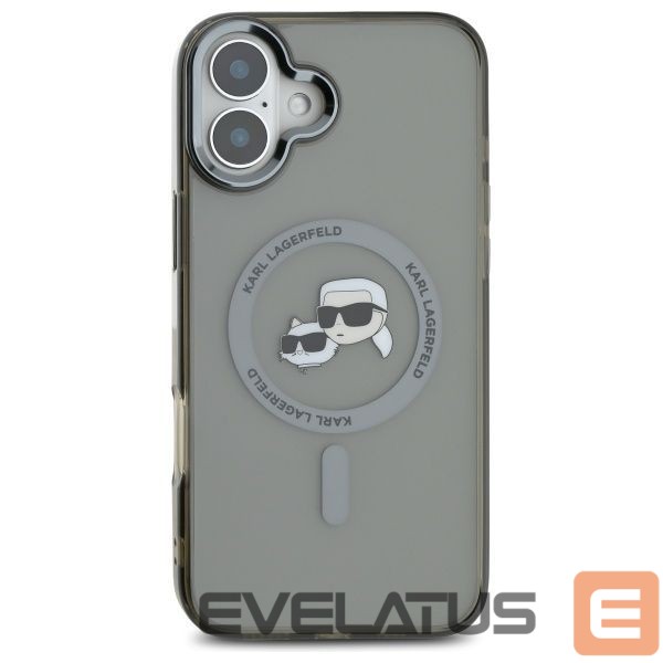 Kitos prekės Karl Lagerfeld Karl Lagerfeld IML Metal Karl&Choupette Head MagSafe Case for iPhone 16 Plus - Black