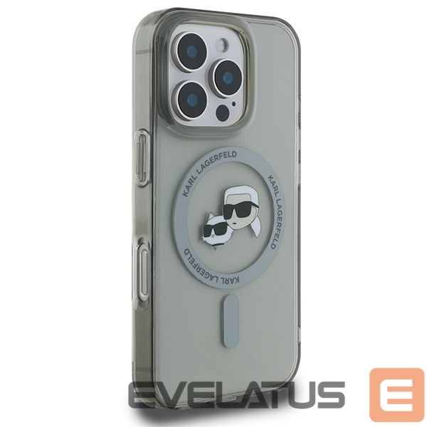 Kitos prekės Karl Lagerfeld Karl Lagerfeld IML Metal Karl&Choupette Head MagSafe Case for iPhone 16 Pro Max - Black