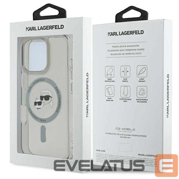 Kitos prekės Karl Lagerfeld Karl Lagerfeld IML Metal Karl&Choupette Head MagSafe Case for iPhone 16 Pro Max - Black