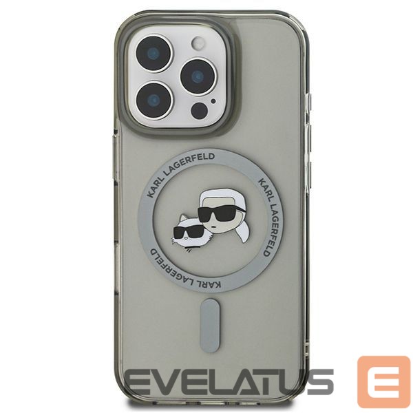 Kitos prekės Karl Lagerfeld Karl Lagerfeld IML Metal Karl&Choupette Head MagSafe Case for iPhone 16 Pro Max - Black