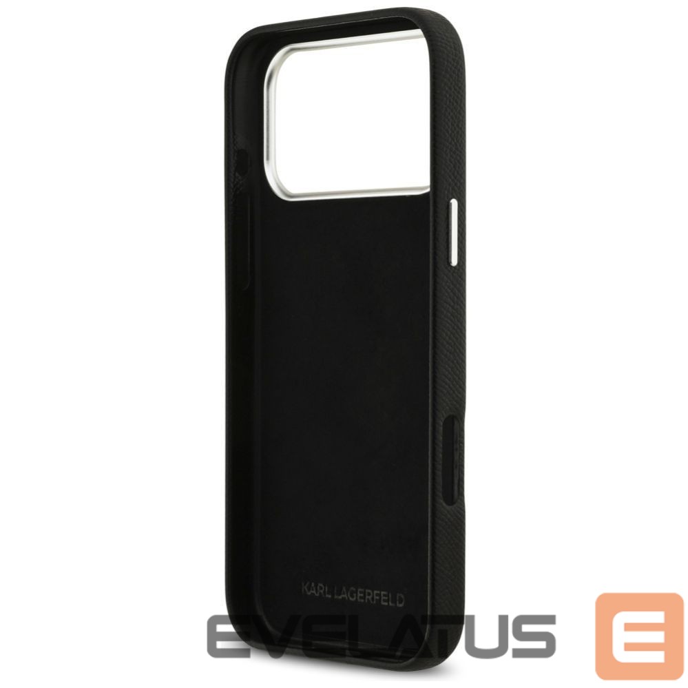 Kitos prekės Karl Lagerfeld Karl Lagerfeld FW Grained Signature Logo Case for iPhone 17 Pro Max - Black