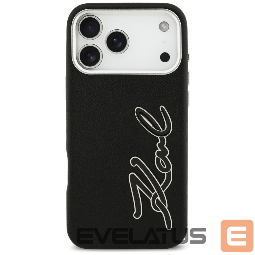 Kitos prekės Karl Lagerfeld Karl Lagerfeld FW Grained Signature Logo Case for iPhone 17 Pro Max - Black