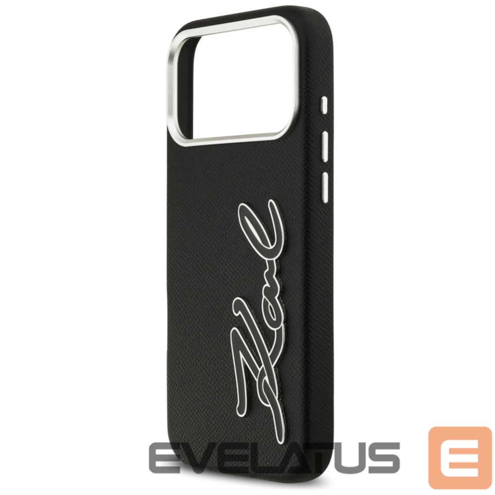 Kitos prekės Karl Lagerfeld Karl Lagerfeld FW Grained Signature Logo Case for iPhone 17 Pro Max - Black
