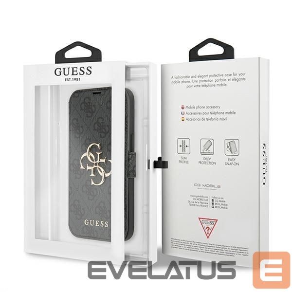Kitos prekės Guess Guess GUBKP13X4GMGGR iPhone 13 Pro Max 6.7" gray/gray book 4G Big Metal Logo