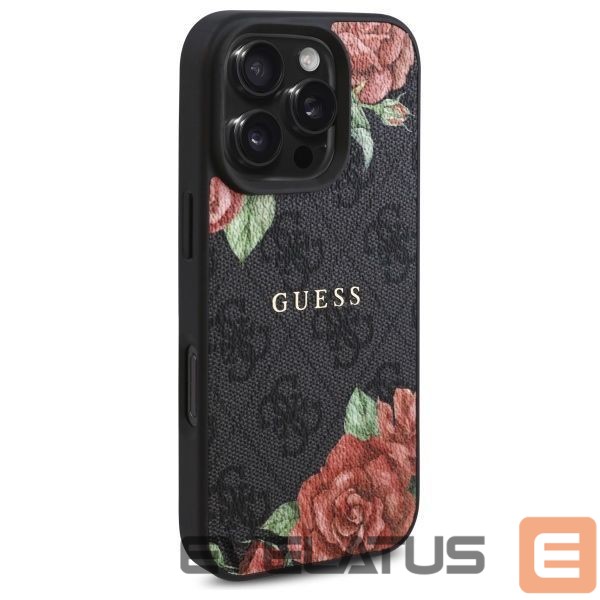 Kitos prekės Guess Guess GUHMP16LP4ROPEMCK iPhone 16 Pro 6.3" black/black hardcase 4G Flowers Print MagSafe