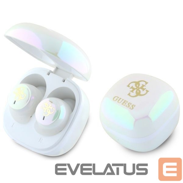 Kitos prekės Guess Guess Bluetooth headphones GUTWSJ144ESH TWS + docking station white/white Iridescent 4G Printed Logo