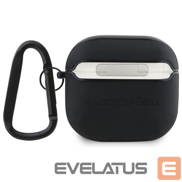 Kitos prekės Mercedes-Benz Mercedes MEA4CSLBK AirPods 4 cover black/black Leather Metal Logo