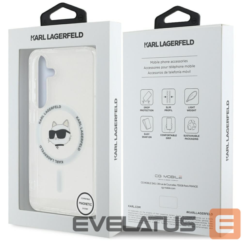 Kitos prekės Karl Lagerfeld Case Karl Lagerfeld Button Choupette Head Printed Logo MagSafe Samsung Galaxy S25 Plus white