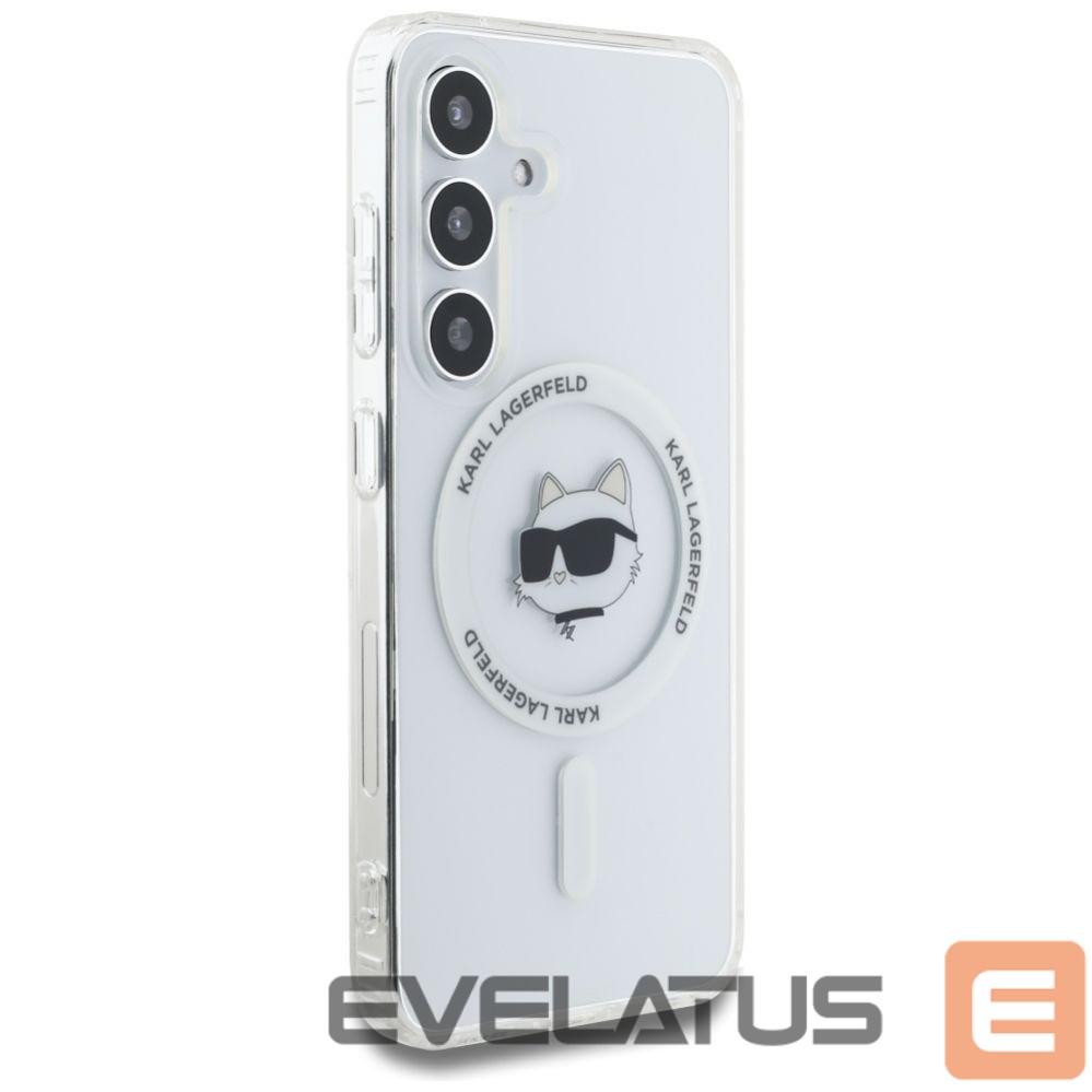 Kitos prekės Karl Lagerfeld Case Karl Lagerfeld Button Choupette Head Printed Logo MagSafe Samsung Galaxy S25 Plus white