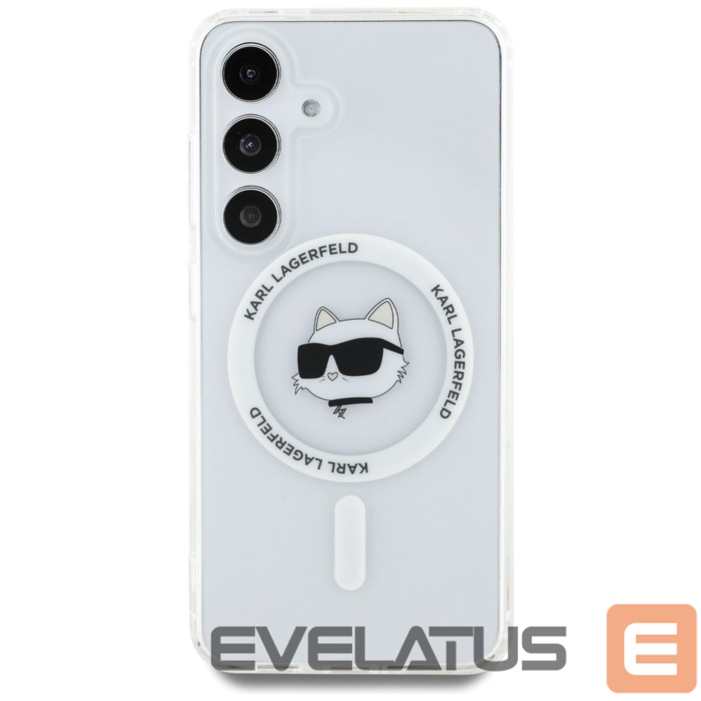 Kitos prekės Karl Lagerfeld Case Karl Lagerfeld Button Choupette Head Printed Logo MagSafe Samsung Galaxy S25 Plus white