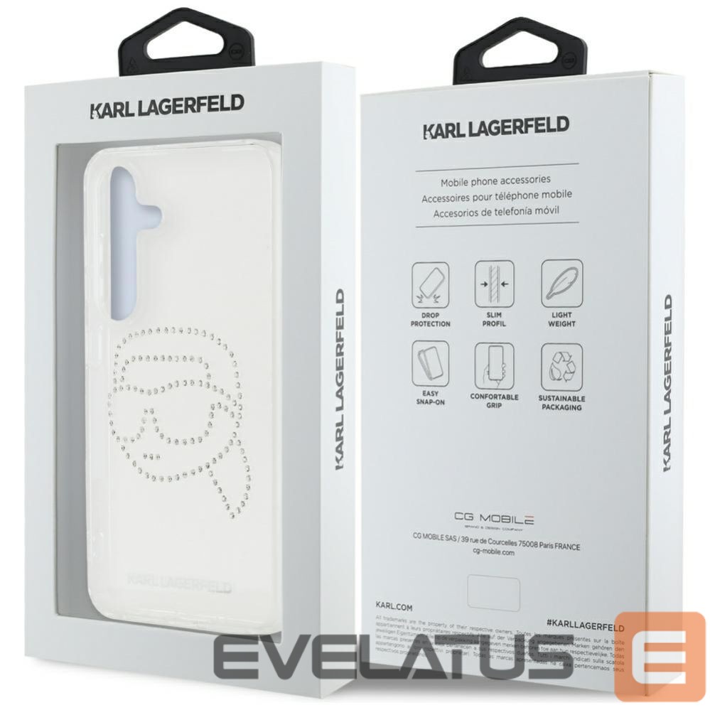 Kitos prekės Karl Lagerfeld Case Karl Lagerfeld Rhinestones Karl Head Logo Samsung Galaxy S25 transparent