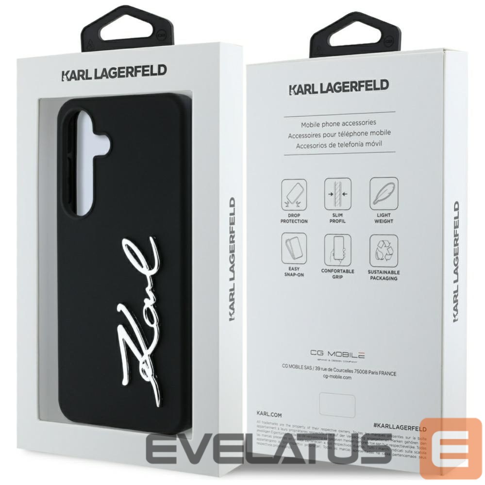 Kitos prekės Karl Lagerfeld Case Karl Lagerfeld Silicone Metal Signature Logo Samsung Galaxy S25 black