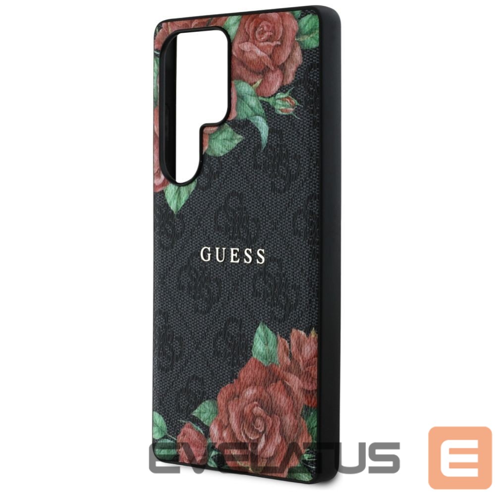 Kitos prekės Guess Guess Leather 4G Flowers Print Metal Classic Logo MagSafe Case for Samsung Galaxy S25 Ultra - Black