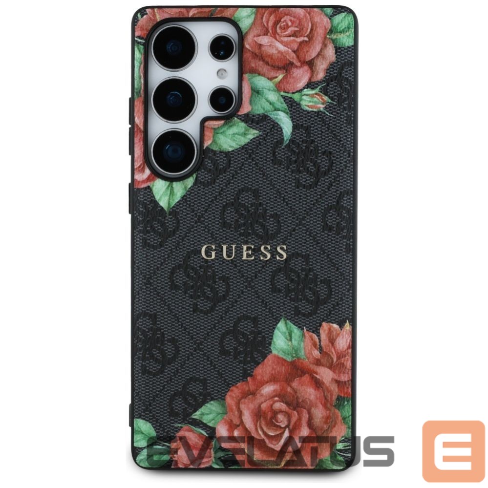 Kitos prekės Guess Guess Leather 4G Flowers Print Metal Classic Logo MagSafe Case for Samsung Galaxy S25 Ultra - Black