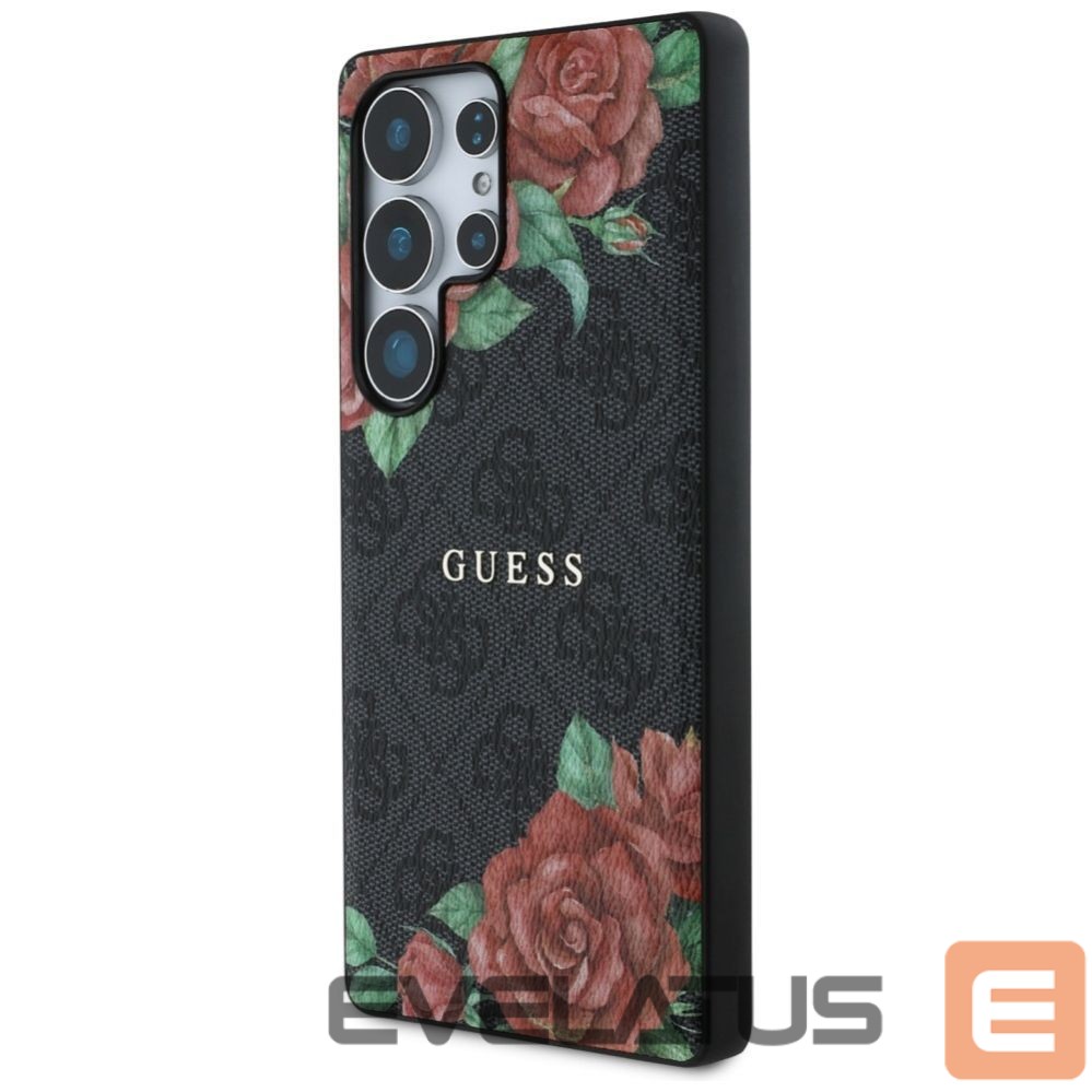 Kitos prekės Guess Guess Leather 4G Flowers Print Metal Classic Logo MagSafe Case for Samsung Galaxy S25 Ultra - Black