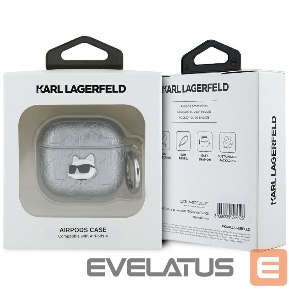 Kitos prekės Karl Lagerfeld Karl Lagerfeld Monogram Choupette Head case for AirPods 4 - silver