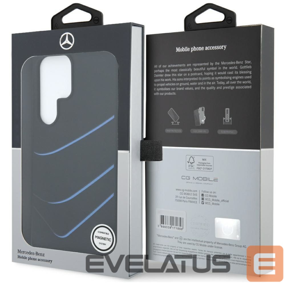 Kitos prekės Mercedes-Benz Mercedes Silicone Contrasted Curves MagSafe Case for Samsung Galaxy S25 Ultra - Black