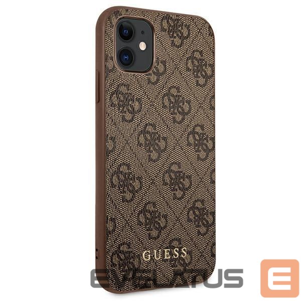 Kitos prekės Guess Guess 4G Metal Gold Logo Case for iPhone 11 / Xr 6.1" - Brown