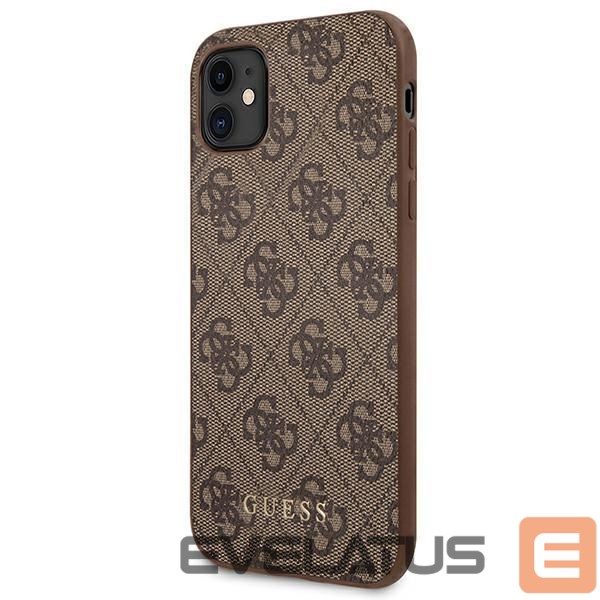Kitos prekės Guess Guess 4G Metal Gold Logo Case for iPhone 11 / Xr 6.1" - Brown