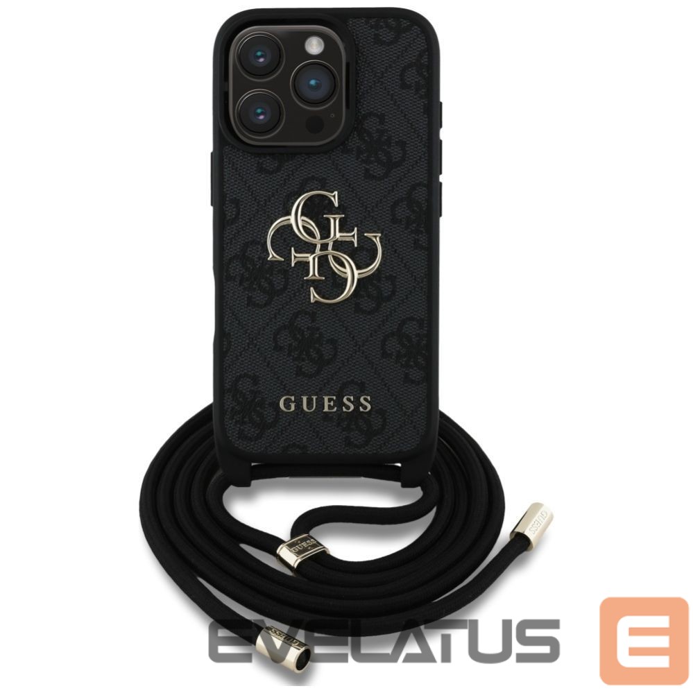 Kitos prekės Guess Guess 4G Big Logo Cord Stap Crossbody Case for iPhone 16 Pro Black