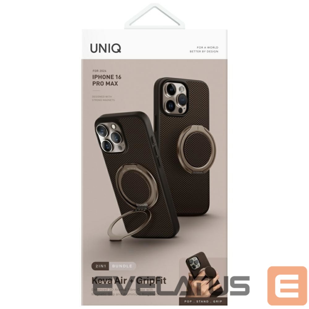 Kitos prekės UNIQ Uniq Keva Air Magclick Charging GripFit Case for iPhone 16 Pro Max - Brown