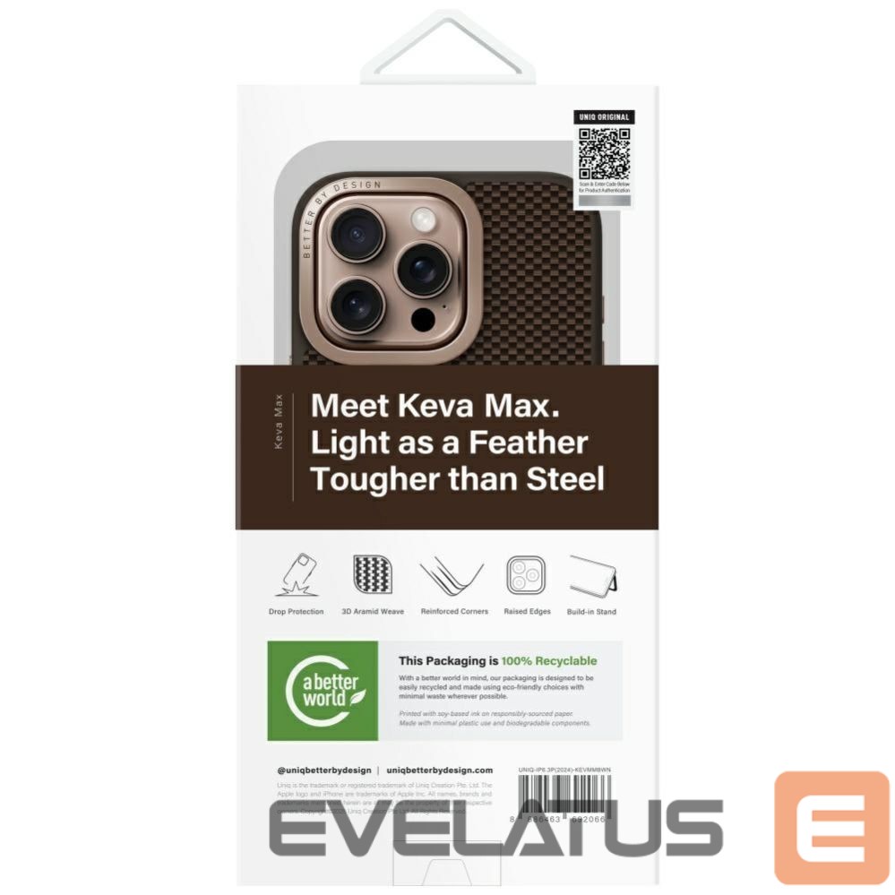 Kitos prekės UNIQ Uniq Keva Max Magclick Charging Camera Stand Case for iPhone 16 Pro - Brown