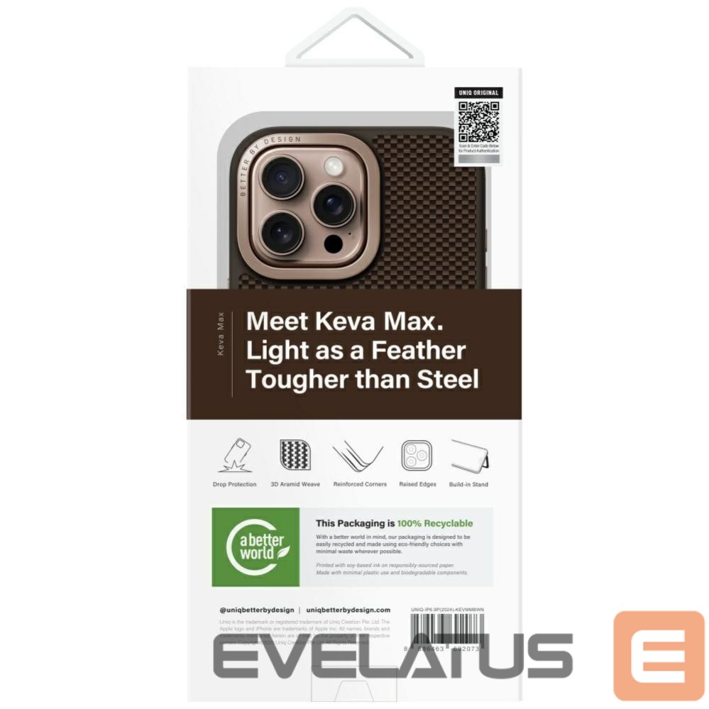 Kitos prekės UNIQ Uniq Keva Max Magclick Charging Camera Stand Case for iPhone 16 Pro Max - Brown