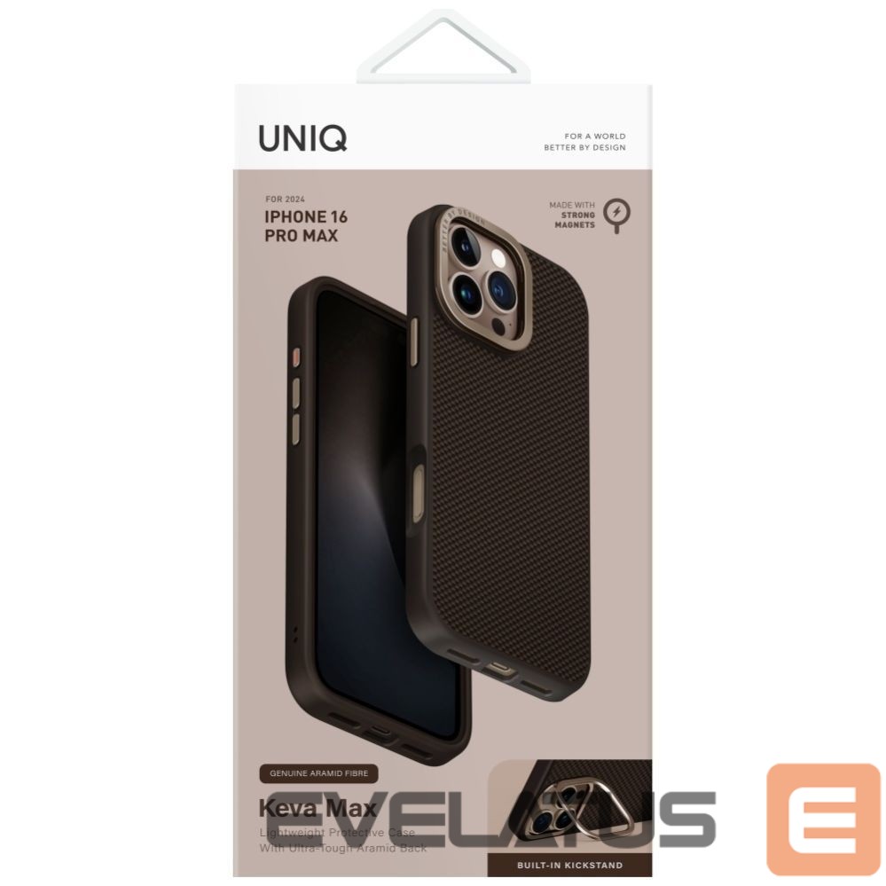 Kitos prekės UNIQ Uniq Keva Max Magclick Charging Camera Stand Case for iPhone 16 Pro Max - Brown