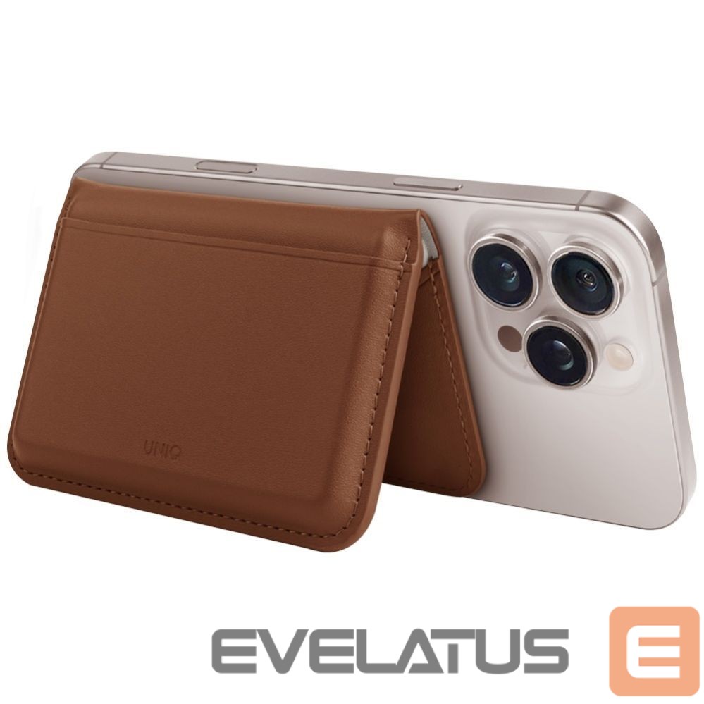 Kitos prekės UNIQ Uniq Lyden DS RFID Magnetic Wallet with Phone Stand - Brown