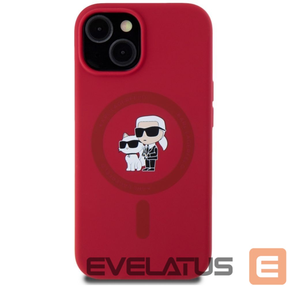 Kitos prekės Karl Lagerfeld Karl Lagerfeld Silicone Karl&Choupette Heads Ring MagSafe iPhone 15 Case - Red