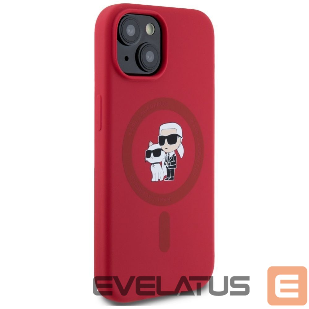 Kitos prekės Karl Lagerfeld Karl Lagerfeld Silicone Karl&Choupette Heads Ring MagSafe iPhone 15 Case - Red
