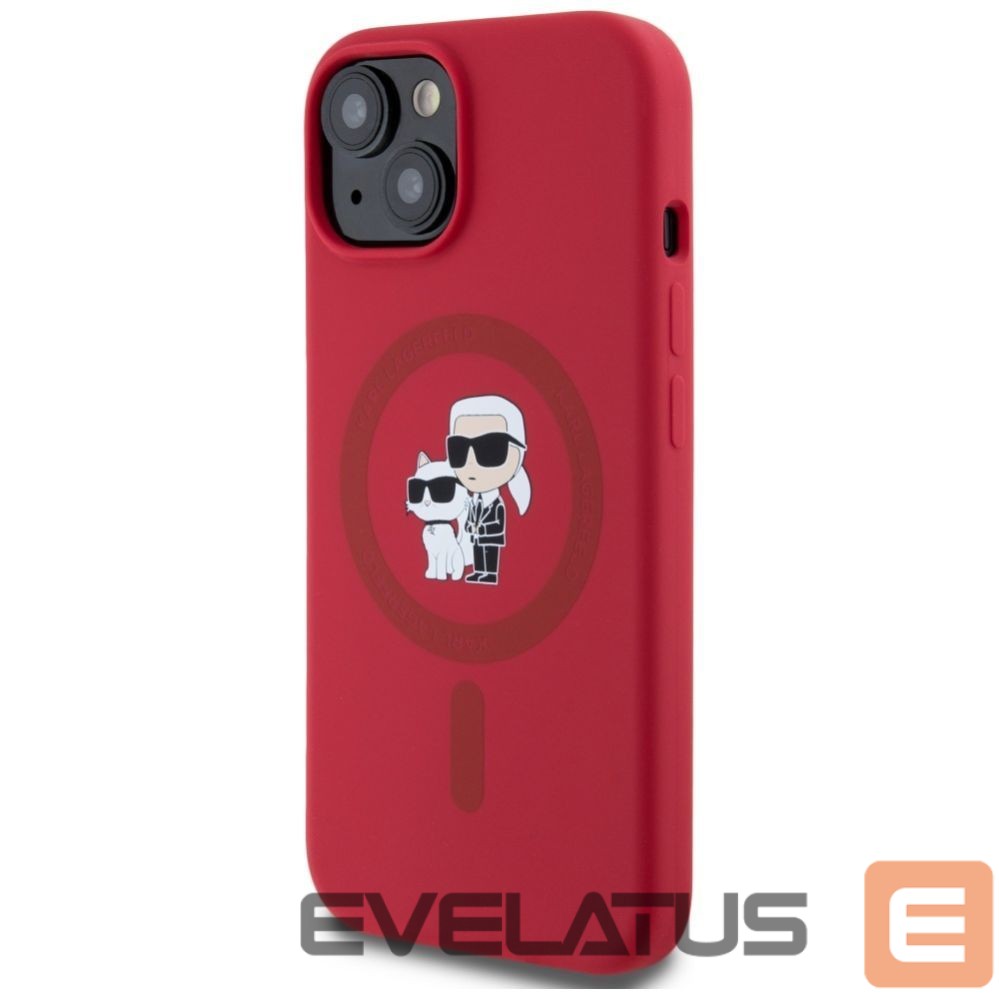 Kitos prekės Karl Lagerfeld Karl Lagerfeld Silicone Karl&Choupette Heads Ring MagSafe iPhone 15 Case - Red