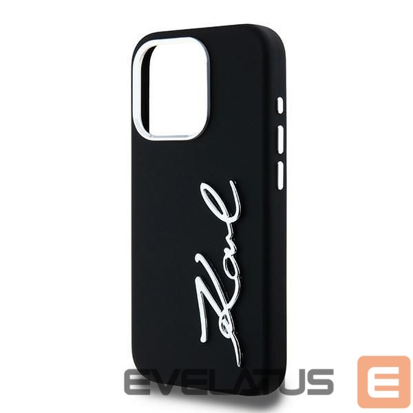 Kitos prekės Karl Lagerfeld Karl Lagerfeld Silicone Metal Script Logo iPhone 15 Pro Max Case - Black