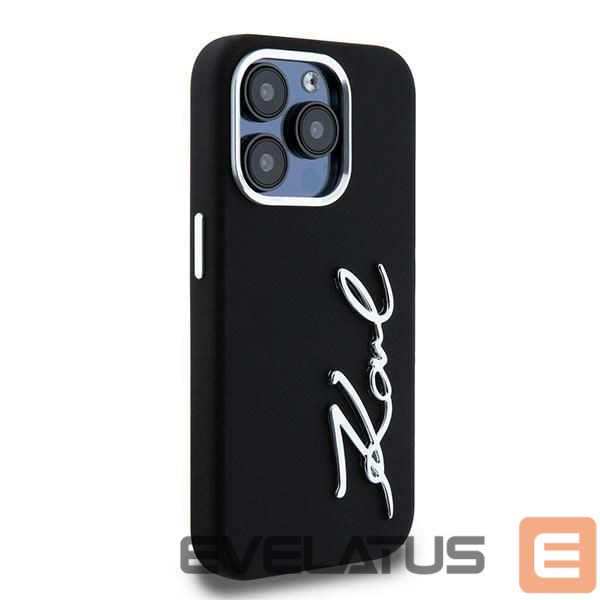 Kitos prekės Karl Lagerfeld Karl Lagerfeld Silicone Metal Script Logo iPhone 15 Pro Max Case - Black