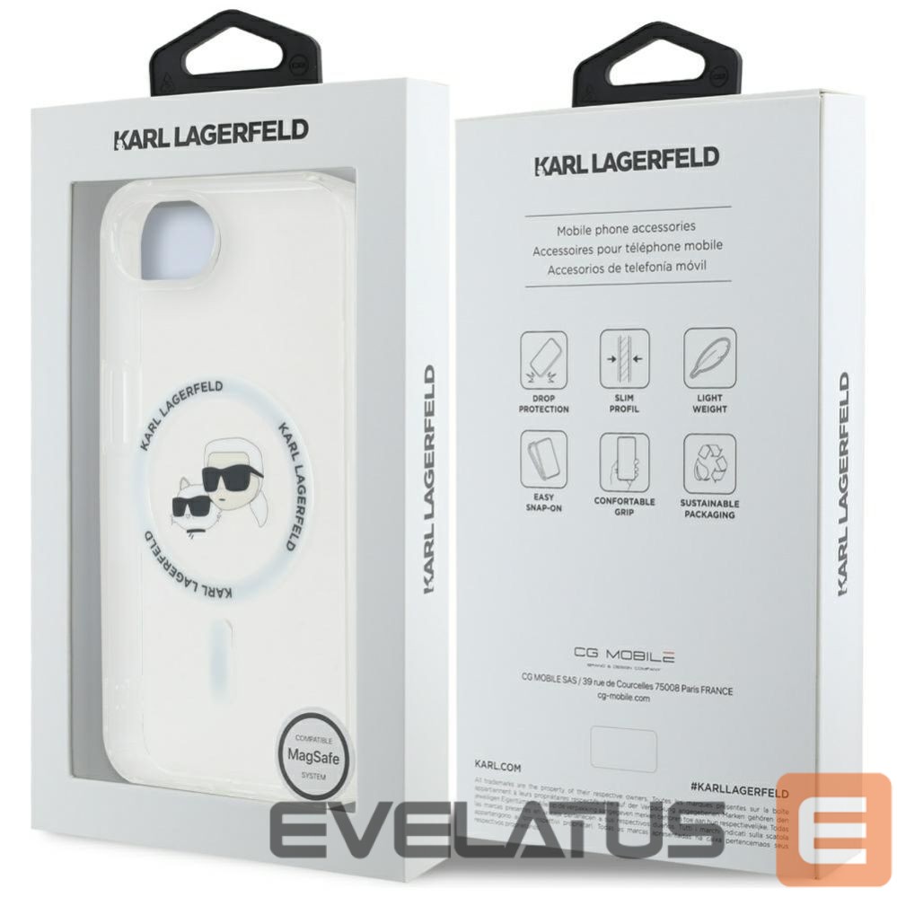 Kitos prekės Karl Lagerfeld Karl Lagerfeld IML Metal Karl & Choupette Heads MagSafe iPhone 16e Case - White