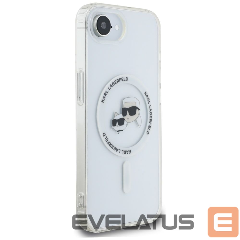 Kitos prekės Karl Lagerfeld Karl Lagerfeld IML Metal Karl & Choupette Heads MagSafe iPhone 16e Case - White