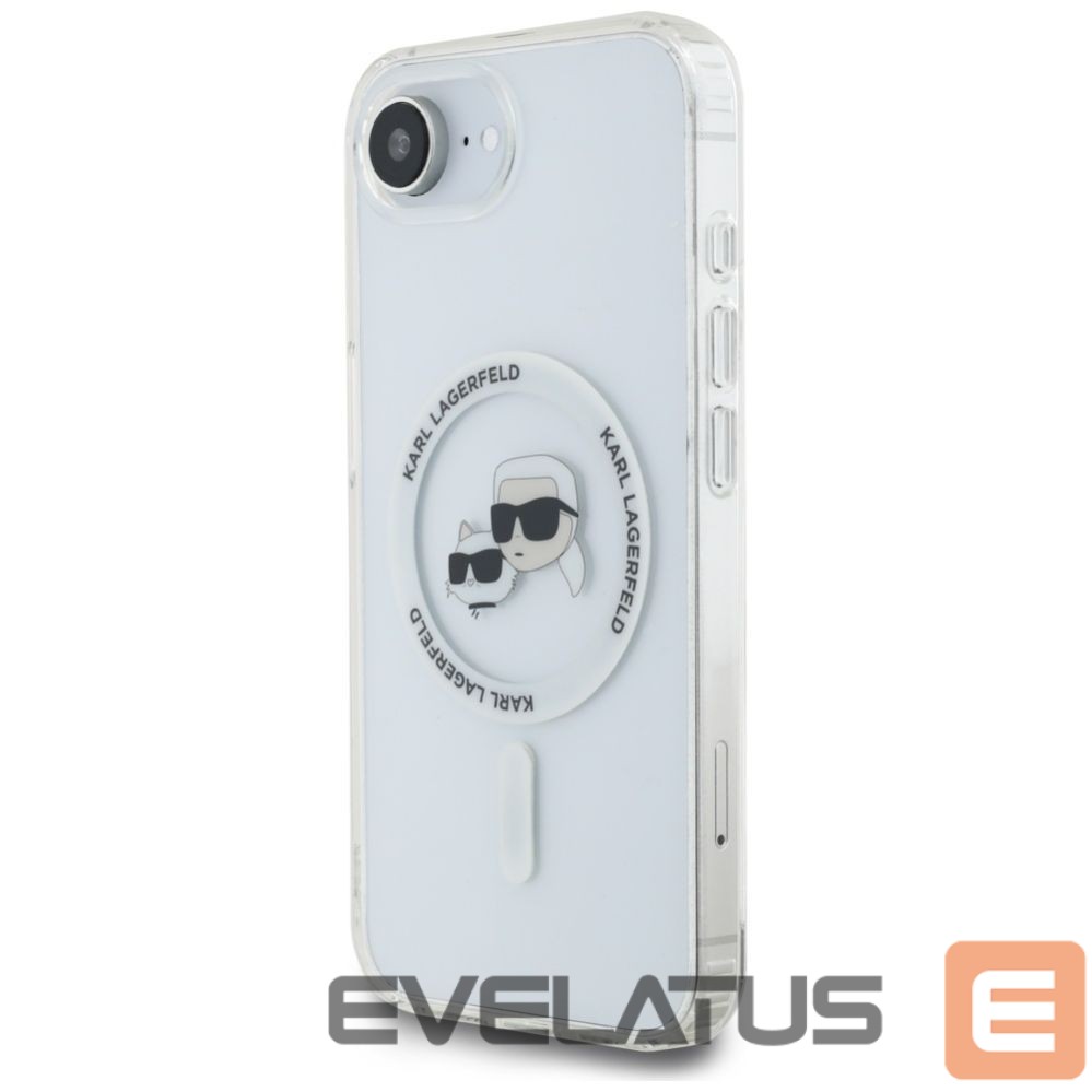 Kitos prekės Karl Lagerfeld Karl Lagerfeld IML Metal Karl & Choupette Heads MagSafe iPhone 16e Case - White