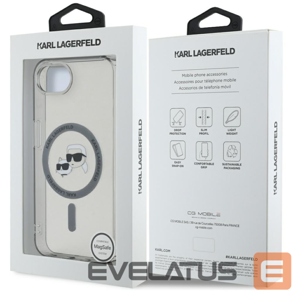 Kitos prekės Karl Lagerfeld Karl Lagerfeld IML Metal Karl & Choupette Heads MagSafe iPhone 16e Case - Black