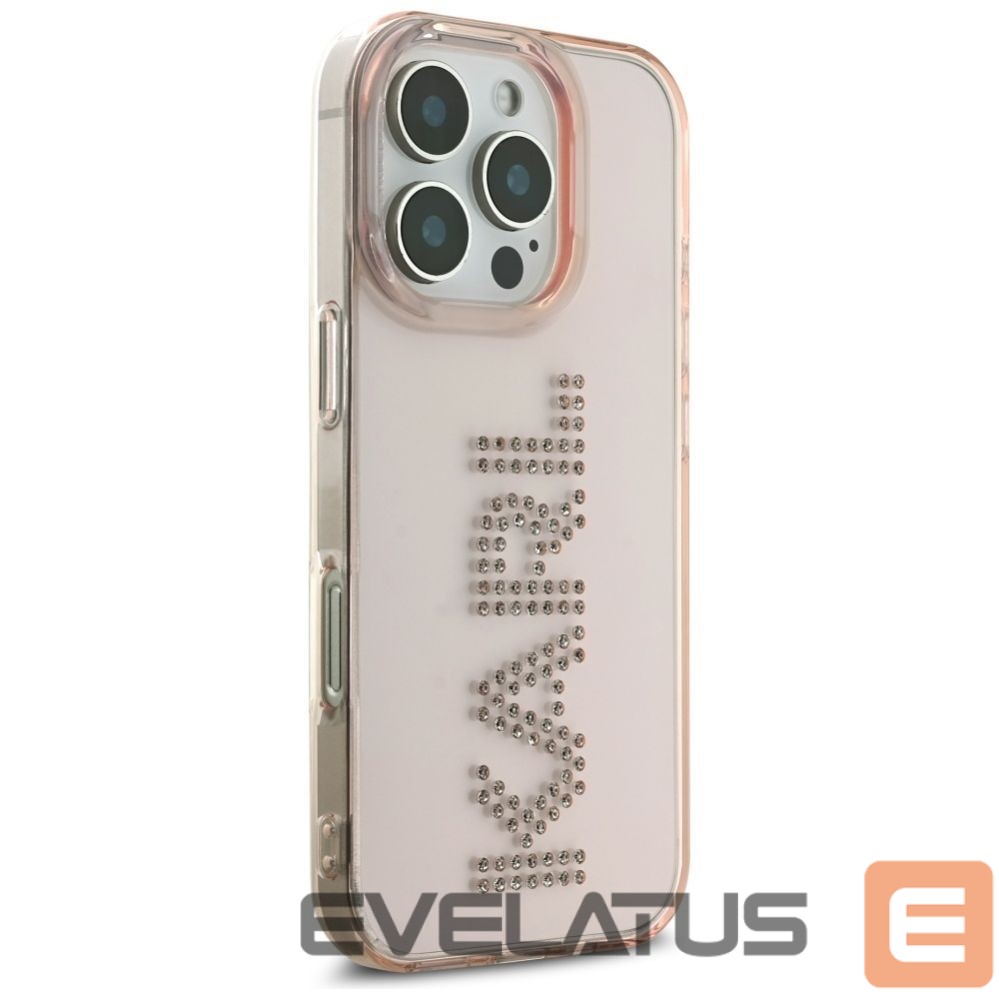 Kitos prekės Karl Lagerfeld Karl Lagerfeld IML Rhinestones Logo iPhone 16 Pro Max Case - Pink