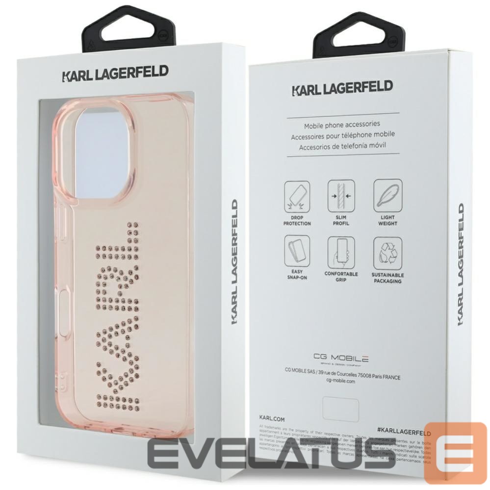 Kitos prekės Karl Lagerfeld Karl Lagerfeld IML Rhinestones Logo iPhone 16 Pro Case - Pink