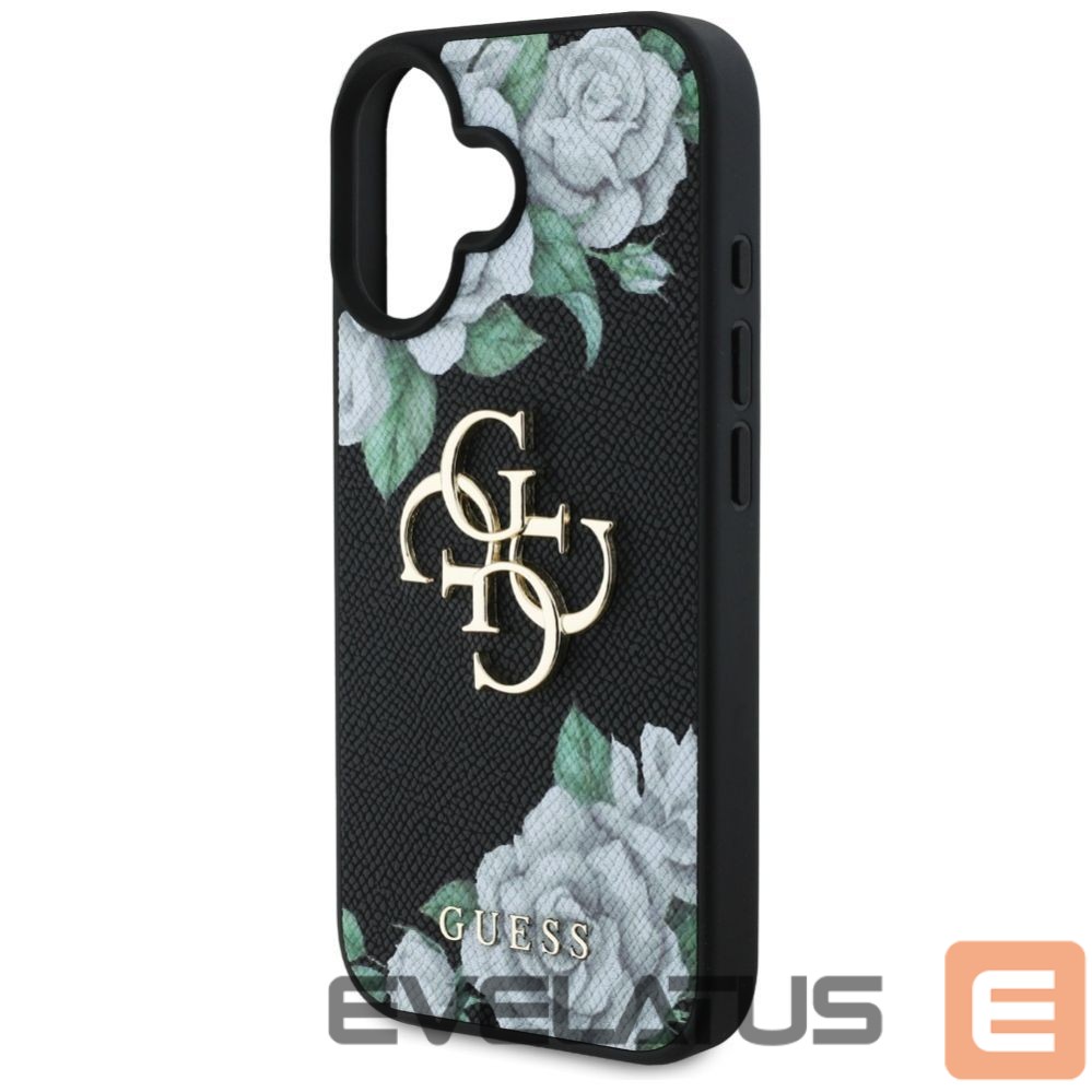 Kitos prekės Guess Guess Grained Roses Big 4G logo case for iPhone 16 - black