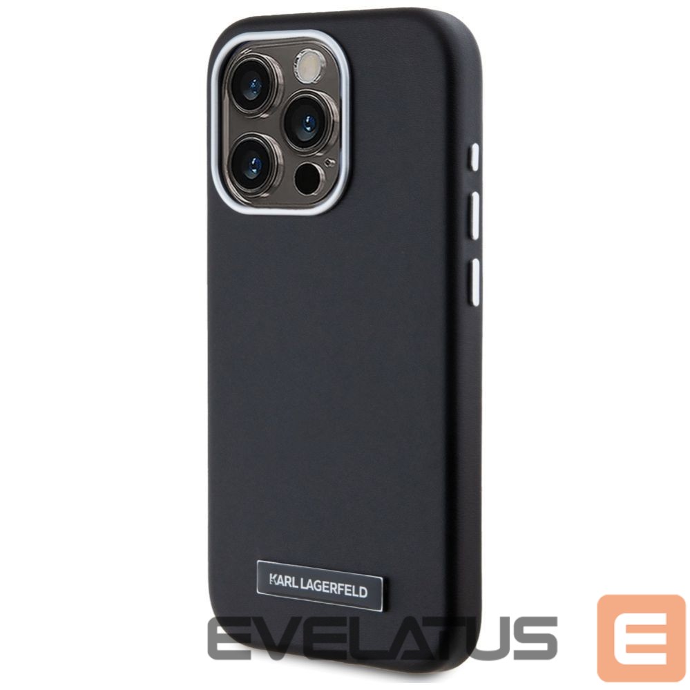 Kitos prekės Karl Lagerfeld Karl Lagerfeld FW Metal Plate MagSafe iPhone 15 Pro Max Case - Black