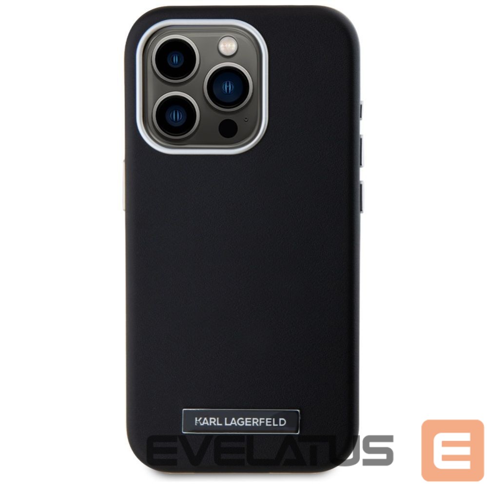 Kitos prekės Karl Lagerfeld Karl Lagerfeld FW Metal Plate MagSafe iPhone 15 Pro Max Case - Black