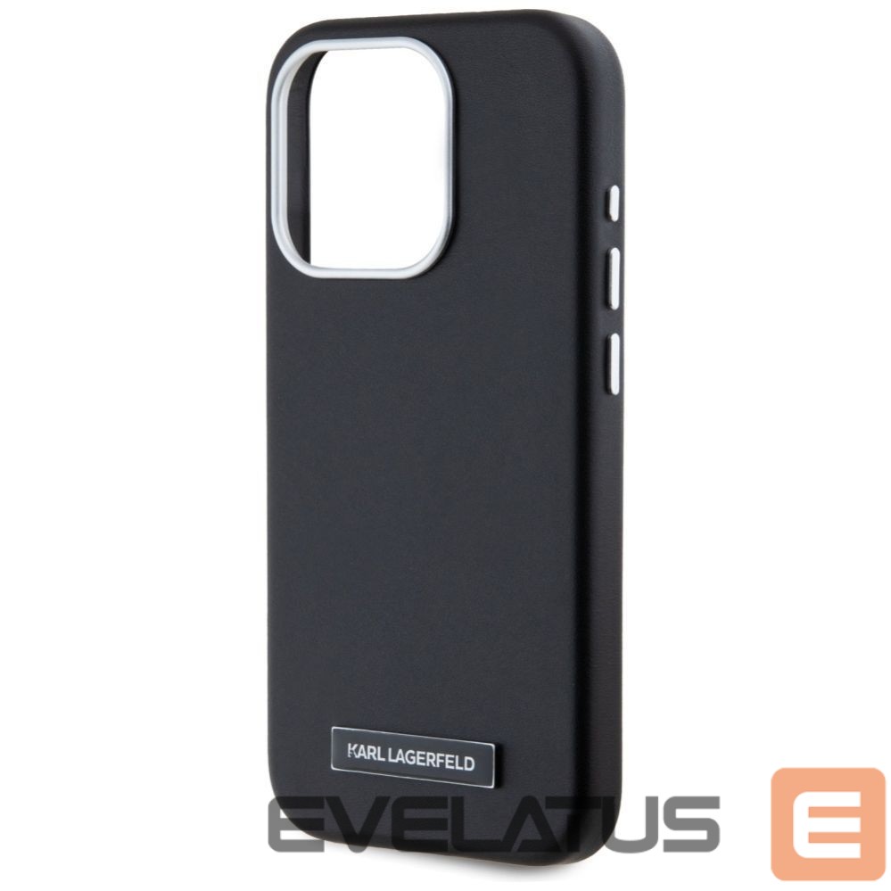 Kitos prekės Karl Lagerfeld Karl Lagerfeld FW Metal Plate MagSafe iPhone 15 Pro Max Case - Black