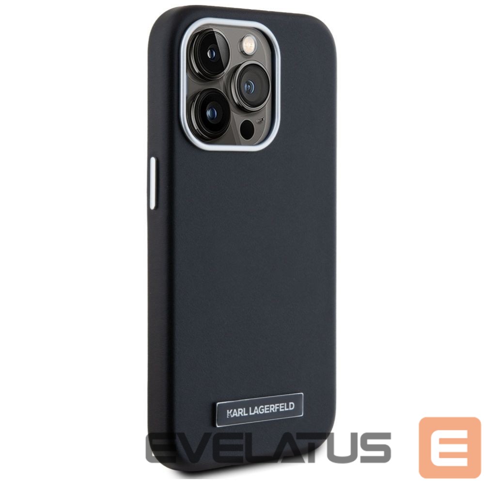Kitos prekės Karl Lagerfeld Karl Lagerfeld FW Metal Plate MagSafe iPhone 15 Pro Max Case - Black